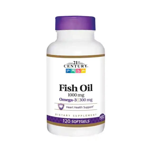 21st Century Fish Oil 1000mg Softgels (1 Bottle of 120 soft gelatin capsules)