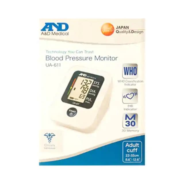 A&D UA 611 Upper Arm BP Monitor (1 Box Of 1 Device)