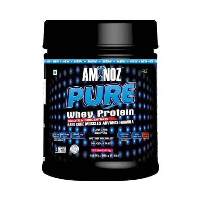 Aminoz Pure Whey Protein Strawberry (1 Jar Of 1.1 lb Powder)