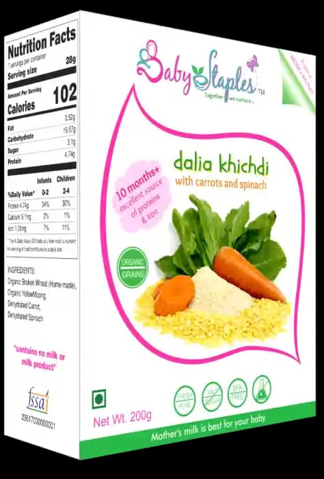 Baby Staples Organic Dalia Khichdi (1 Box Of 200 gm Powder)