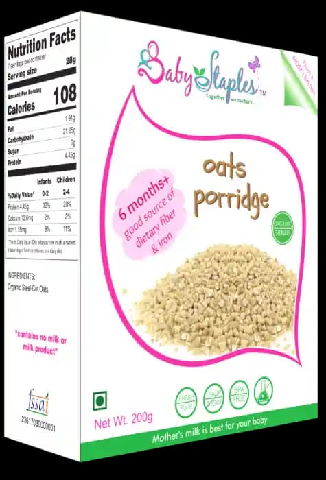 Baby Staples Organic Oats Porridge (1 Box Of 200 gm Powder)