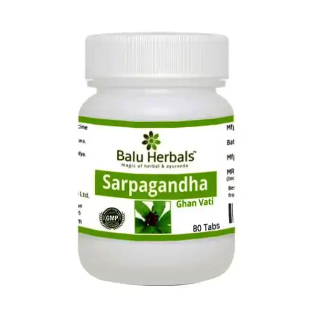 Balu Herbals Sarpagandha Ghan Vati (1 Bottle of 80 tablets)