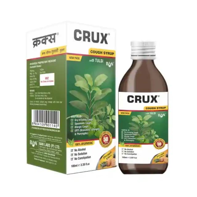Ban Labs Crux Cough Syrup (1 Bottle of 100 ml Syrup)