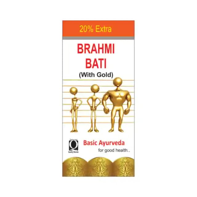 Basic Ayurveda Brahmi Bati with Gold (1 Bottle of 30 tablets)