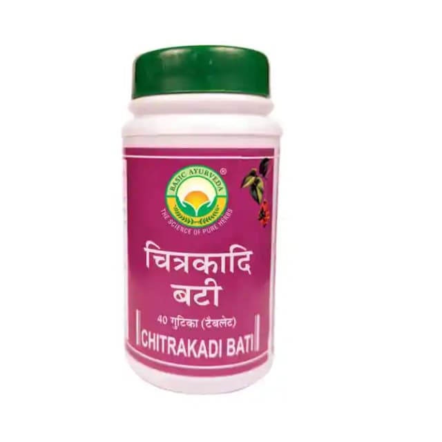Basic Ayurveda Chitrakadi Bati (1 Bottle of 40 tablets)
