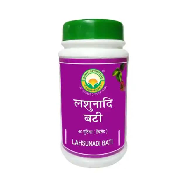 Basic Ayurveda Lahsunadi Bati (1 Bottle of 40 tablets)