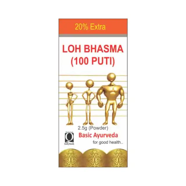Basic Ayurveda Loh Bhasma (100 Puti) (1 Bottle of 2.5 gm Bhasma)