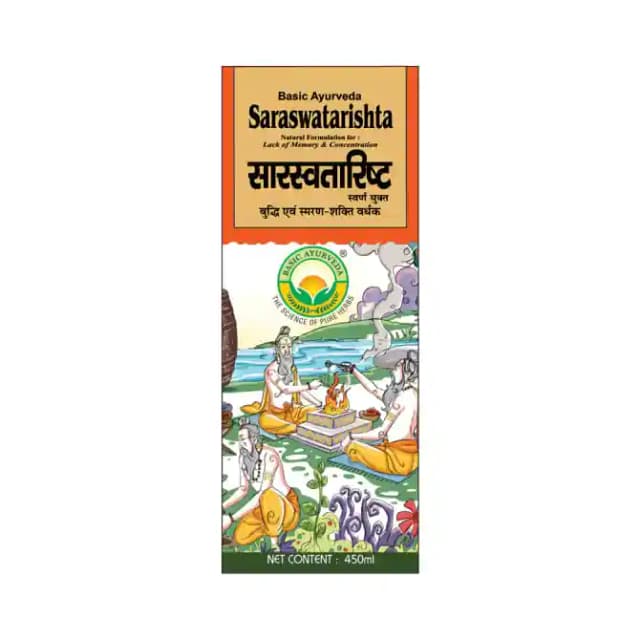 Basic Ayurveda Saraswatarishta (1 Bottle of 450 ml Liquid)