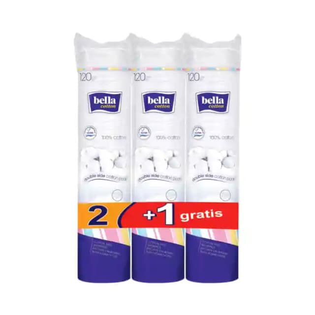Bella Combo Pack Cotton Pads (120 Each) (1 Combo packof3 Packs)