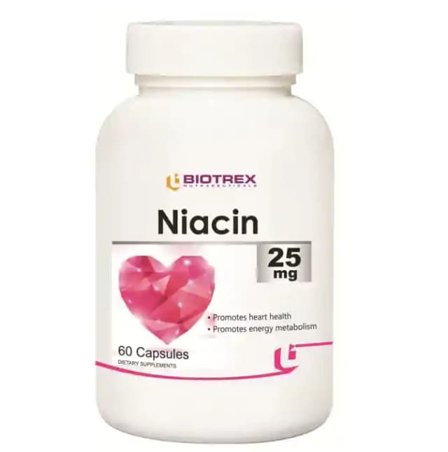 Biotrex Niacin 25mg (1 Bottle of 60 capsules)