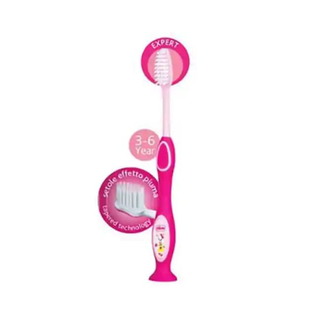 Chicco Toothbrush for 3 6 Years Pink (1 Packet Of 1 Toothbrush)