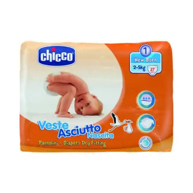 Chicco Veste Asciutto New Born Diaper (1 Packet Of 27 pieces)