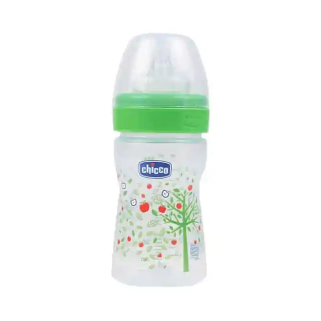 Chicco Wellbeing Feeding Bottle Green (1 Packet Of 150 ml Feeding Bottle)