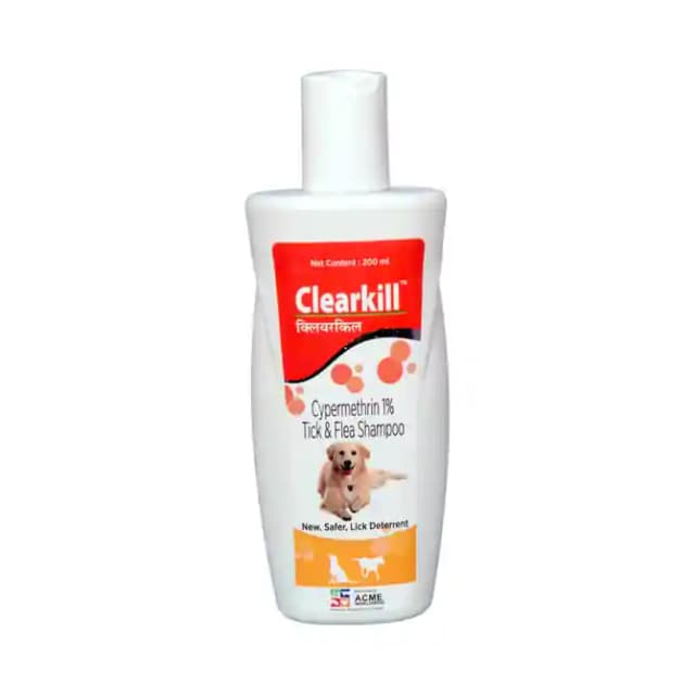Clearkill Tick & Flea Shampoo for Dogs (1 Bottle of 200 ml Shampoo)