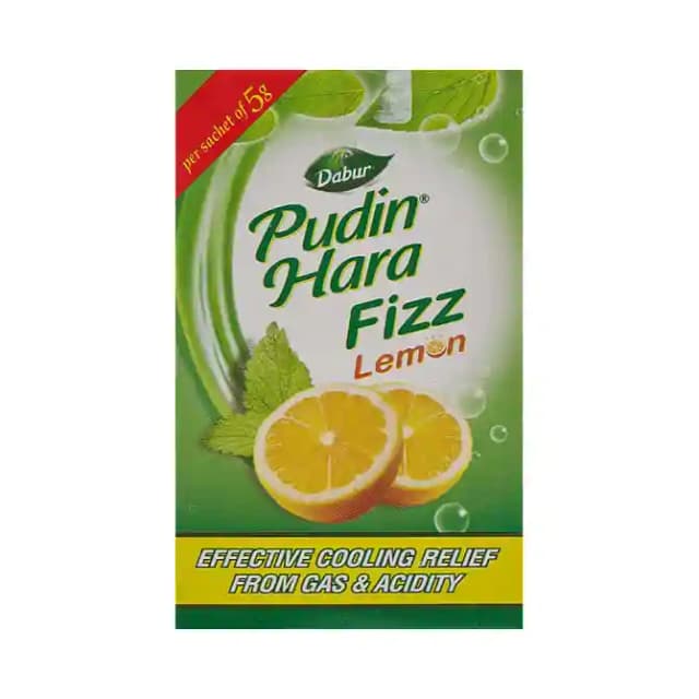 Dabur Pudin Hara Fizz (5gm Each) Lemon (1 Box Of 40 Sachets)