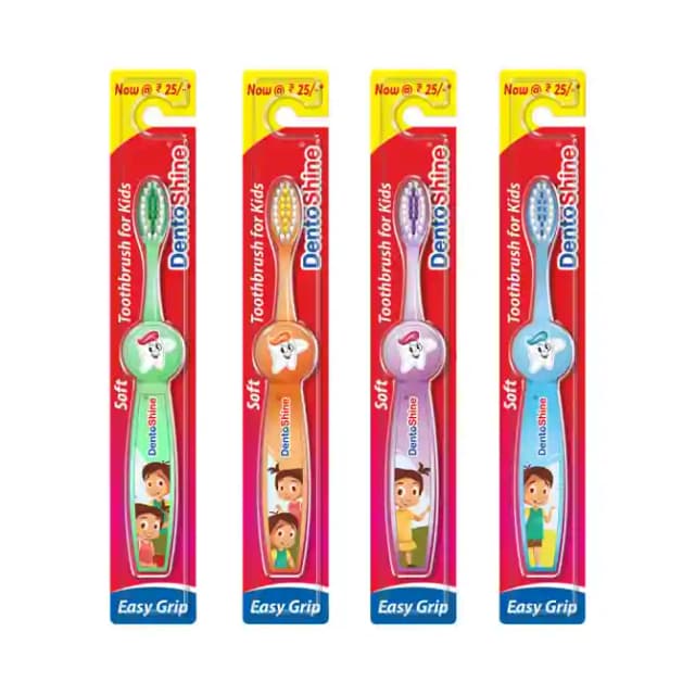 DentoShine Toothbrush for Kids (1 Packet Of 4 Toothbrushes)
