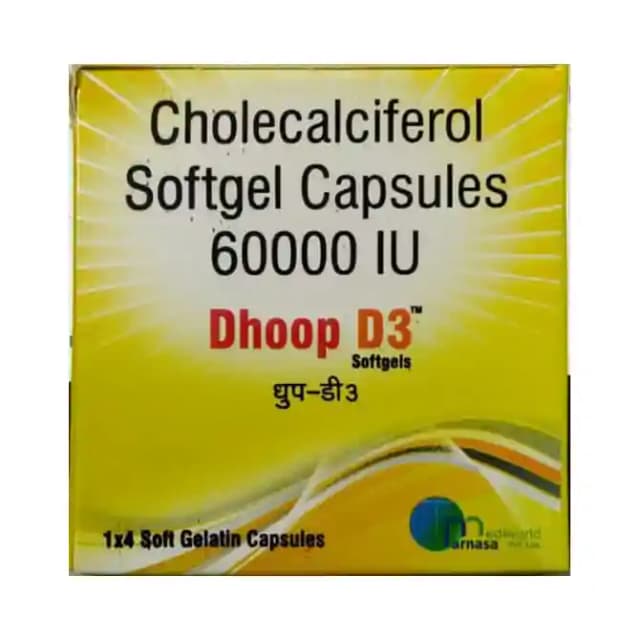 Dhoop D3 Soft Gelatin (1 Strip Of 4 soft gelatin capsules)