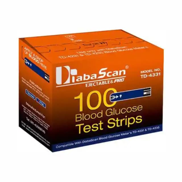 DiabaScan Blood Glucose Test Strip (1 Box Of 100 Test Strips)