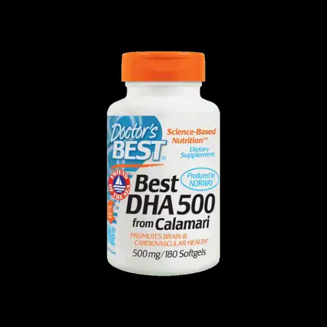 Doctors Best DHA 500 from Calamari (1 Bottle of 180 soft gelatin capsules)