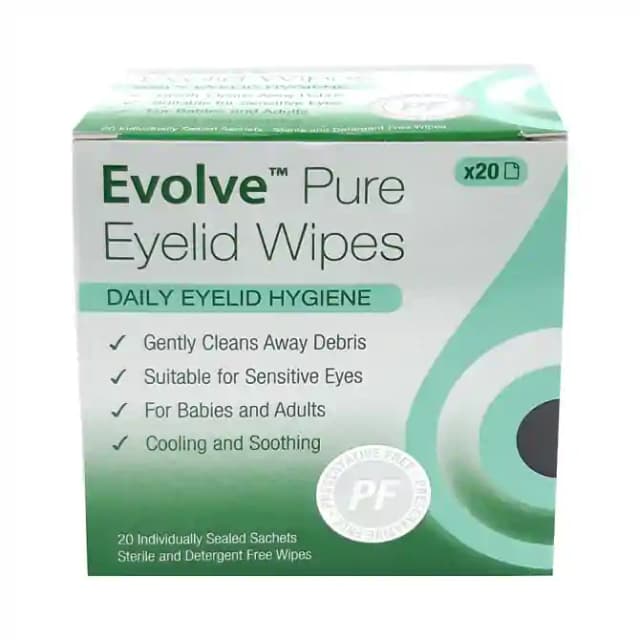 Evolve Pure Eyelid Wipes (1 Box Of 20 wipes)