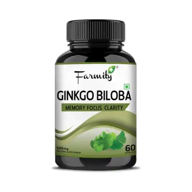 Farmity Ginkgo Biloba 500mg (1 Bottle of 60 capsules)