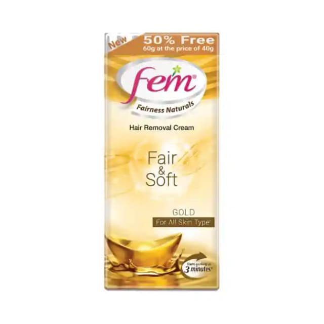 Fem Fair & Soft Hair Removal Cream Gold (1 Box Of 60 gm Cream)