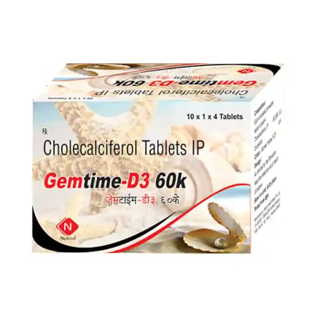 Gemtime D3 60K (1 Strip Of 4 tablets)