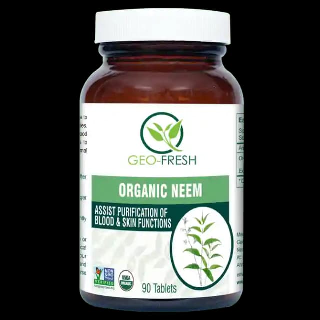 Geo Fresh Organic Neem 600mg (1 Bottle of 90 tablets)