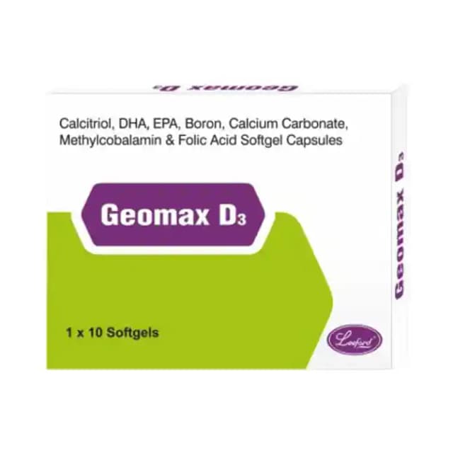 Geomax D3 Softgels (1 Strip Of 10 soft gelatin capsules)