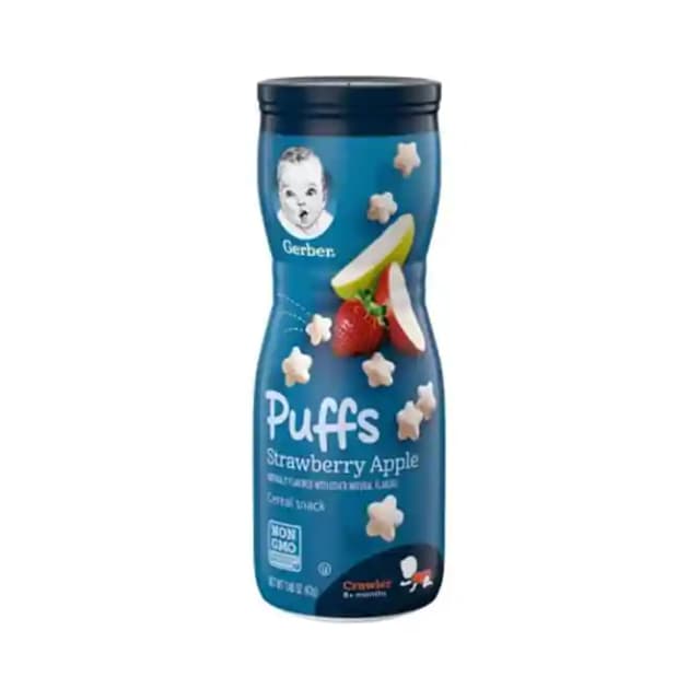 Gerber Puffs Cereal Snack Crawler 8+ Months Strawberry & Apple (1 Box Of 42 gm Snacks)