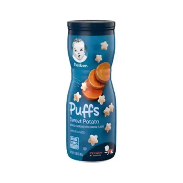 Gerber Puffs Cereal Snack Crawler 8+ Months Sweet Potato (1 Jar Of 42 gm Snacks)