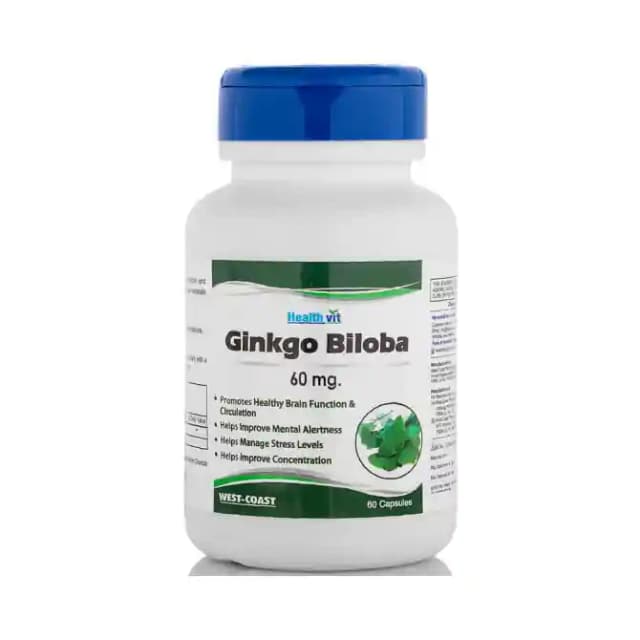 HealthVit Ginkgo Biloba 60mg (1 Bottle of 60 capsules)