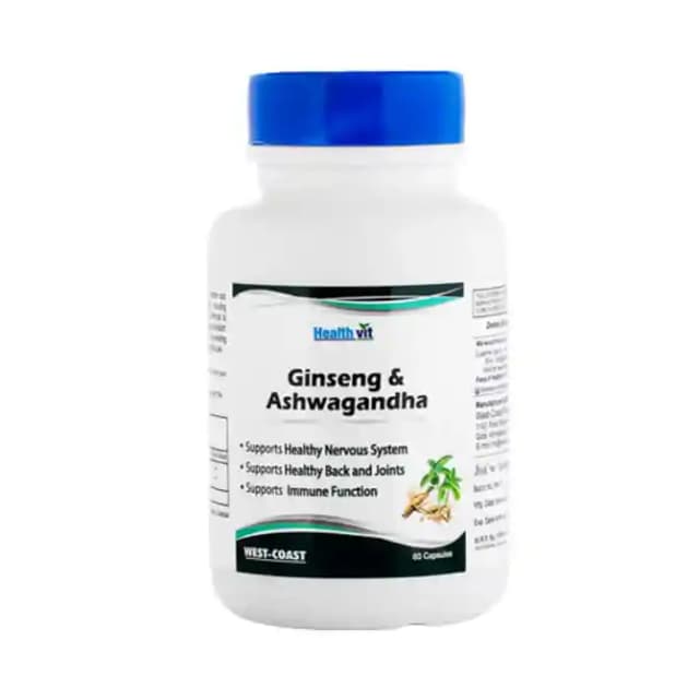 HealthVit Ginseng & Ashwagandha (1 Bottle of 60 capsules)