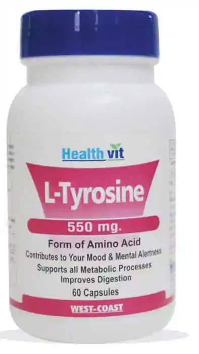 HealthVit L Tyrosine 550mg (1 Bottle of 60 capsules)