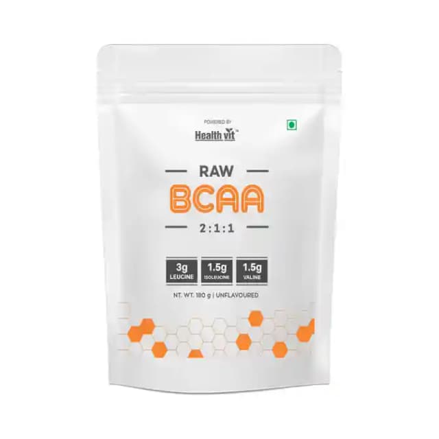 HealthVit Raw BCAA Powder Unflavoured (1 Packet Of 180 gm Powder)