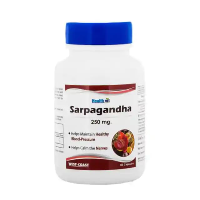 HealthVit Sarpagandha 250mg (1 Bottle of 60 capsules)