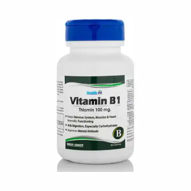 HealthVit Vitamin B1 100mg (1 Bottle of 60 capsules)
