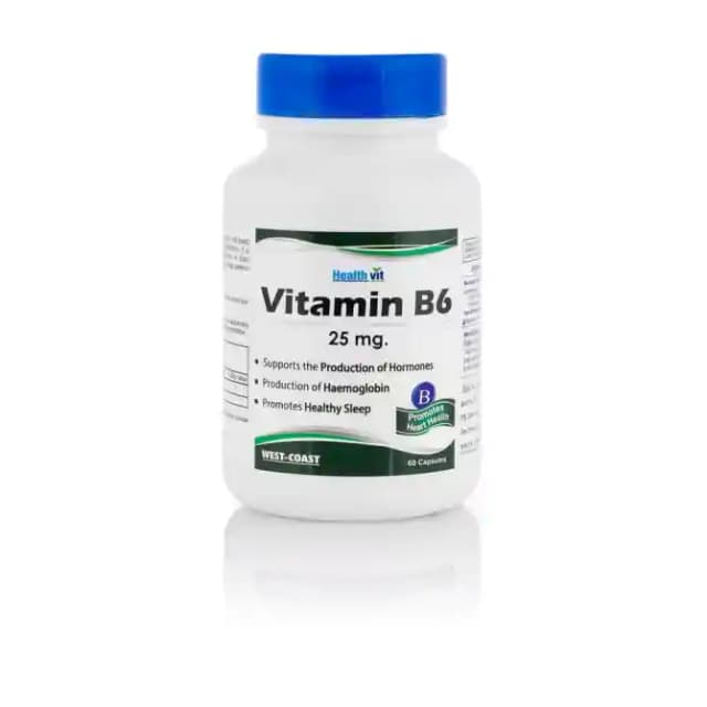 HealthVit Vitamin B6 25mg (1 Bottle of 60 capsules)