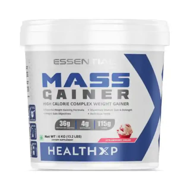 HealthXP Mass Gainer Strawberry Cream (1 Jar Of 6 kg Powder)