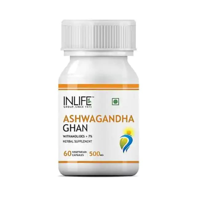 Inlife Ashwagandha Ghan 500mg (1 Bottle of 60 capsules)