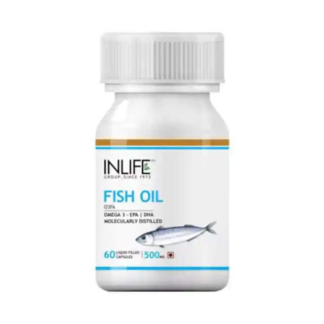 Inlife Fish Oil Omega 3, 500mg (1 Bottle of 60 capsules)