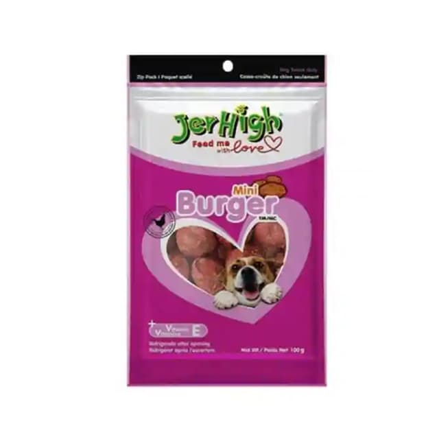 JerHigh Mini Burger Dog Chewy Treats (1 Packet Of 100 gm Pet Food)