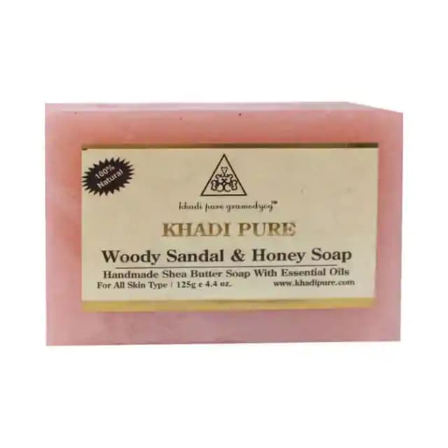 Khadi Pure Woody Sandal & Honey Soap (1 Box Of 125 gm Soap)
