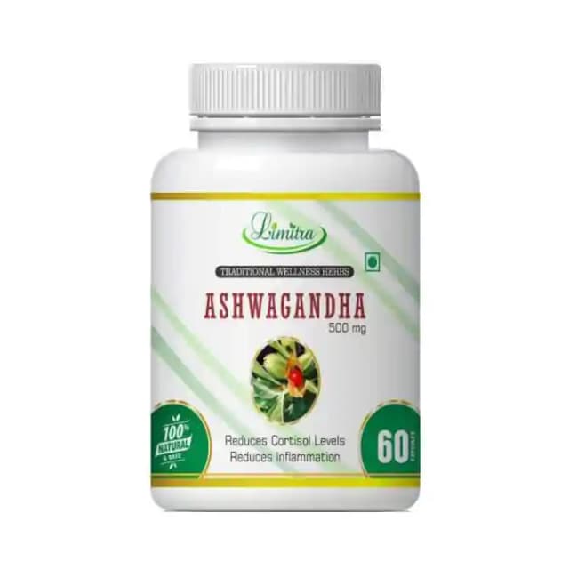 Limitra Ashwagandha 500mg (1 Bottle of 60 capsules)
