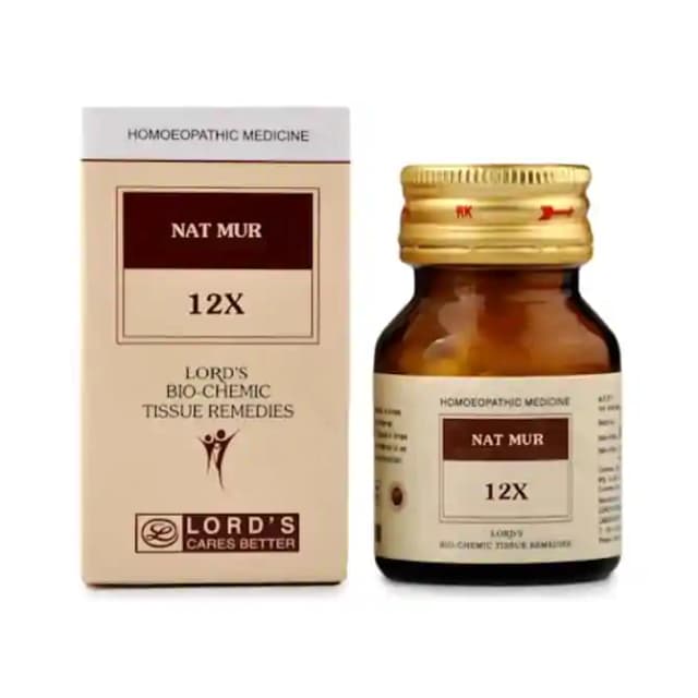 Lords Nat Mur Biochemic 12X (1 Bottle of 25 gm Biochemic tablets)