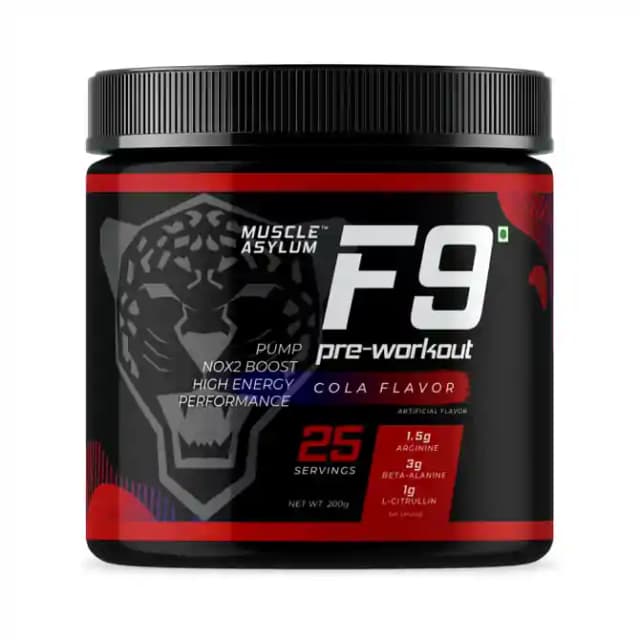 Muscle Asylum F9 Pre Workout Cola (1 Jar Of 200 gm Powder)