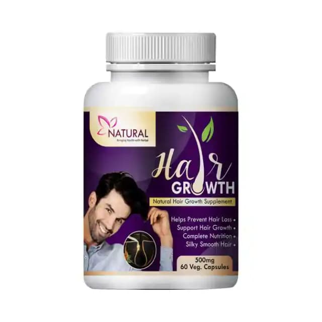 Natural Hair Growth 500mg Veg (1 Bottle of 60 vegicaps)