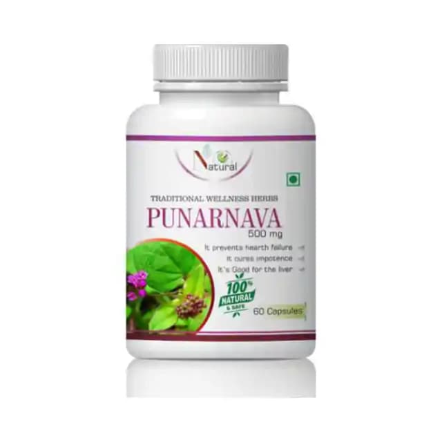 Natural Punarnava 500mg (1 Bottle of 60 capsules)