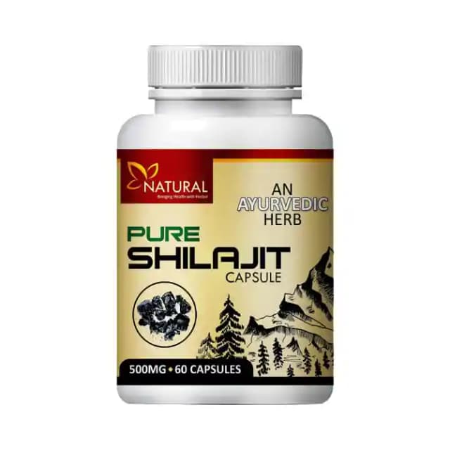 Natural Pure Shilajit 500mg (1 Bottle of 60 capsules)