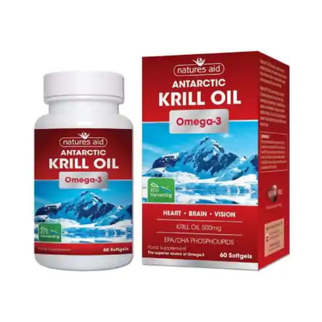 Natures Aid Krill Oil 500 mg Softgels (1 Bottle of 60 soft gelatin capsules)
